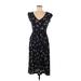 Roxy Casual Dress - Midi: Black Floral Motif Dresses - Women's Size Medium