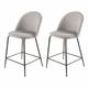 Meubletmoi - Lot de 2 chaises de bar en velours gris clair piètement métal - fara