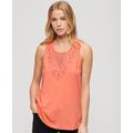 Superdry Women's Jersey Lace Vest Cream / Fusion Coral - Size: 8