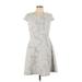 Tommy Hilfiger Casual Dress - A-Line: Gray Damask Dresses - Women's Size 10