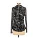 Calvin Klein Long Sleeve Blouse: Black Grid Tops - Women's Size Small