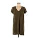 Madewell Casual Dress - Shift V Neck Short sleeves: Brown Dresses - Women's Size Medium