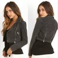 Free People Jackets & Coats | Free People Crop Denim Moto Jacket In Black | Color: Black | Size: Xs