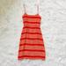 J. Crew Dresses | J. Crew Striped 100% Silk Spaghetti Strap Dress Xs | Color: Orange/White | Size: 0