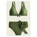 J. Crew Swim | J.Crew Women’s Tie-Front Bikini Top + High Waisted Belted Bikini Bottoms Sz S | Color: Green | Size: S