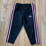 Adidas Bottoms | Adidas Track Pants Youth 2t Black Pink Logo Sweatpants Joggers Athletic Girls | Color: Black/Pink | Size: 2tg