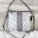 Coach Bags | Coach Signature Canvas Stripe Silver, Pearl Gray Crossbody Bag #13278 | Color: Gray/Silver | Size: Os