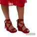 Torrid Shoes | 10.5w Womens Red Strappy Wrap Platform 4" Wedge Wide Zipper Faux Suede Open Toe | Color: Red | Size: 10.5