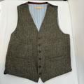 J. Crew Jackets & Coats | J Crew Moon Herringbone Tweed Wool Vest Men’s Medium Brown Pockets Formal | Color: Brown | Size: M