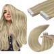 YoungSee Tape in Blonde Hair Extensions Human Hair Highlight Blonde and Medium Blonde Hair Extensions Tape Blonde Seamless Tape in Hair Extensions for Women Blonde Tape on Extensions 24In 50g 20pcs