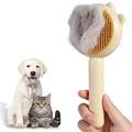 susu & wuwu Cat Brush with Release Button, Cat Brushes for Indoor Cats Shedding, Cat Brush for Long or Short Haired Cats, Cat Grooming Brush Cat Comb for Kitten Rabbit (Yellow Orange)