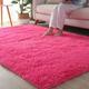 Guetto Rugs Living Room Large Soft Touch Rug Area Rugs for Bedroom Anti Slip Modern Super Soft Thick Pile Fluffy Shaggy Rug Non Shedding Shaggy Fluffy Rugs High Pile Carpets,Rose Red,200x400cm