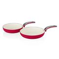 Swan SWPS2010RN Retro Induction Frying Pan Set, Non Stick Ceramic Coating, Easy to Clean, Stay Cool Handles, Red, 2 Piece, 20/28 cm