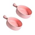 ABOOFAN 2 Pcs Round Ceramics Baking Plate Baking Dishes for Oven Baking Pan Roasting Pan Ceramics Oven Grill Pan Pasta Butter Melting Pot Ceramic Kitchen Supplies Fruit Plate Candy