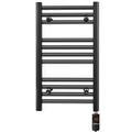 400mm Wide Matt Black Electric Bathroom Towel Rail Radiator Heater With AF Thermostatic Electric Element UK Pre-Filled (400 x 600 mm)