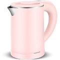 Electric kettle 0,6L less than 1000 Cordless stainless steel kettle, with boil-dry protection and automatic shut-off function, energy saving and heat preservation function pink (Pink One Si Full moon