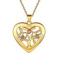 925 Sterling Silver Personalised Heart Family Tree of Life Necklace with Choice of Birthstone Setting 18K Gold Plated Custom Name 3 Three Birthstone Love Heart Tree Circle Pendant Necklace for Women