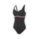 Speedo Contourluxe 1 Piece Af Women's Swimsuit, Womens, Swimsuit, 8-10417F312_3XL, Black/Dusky Orchid/deep Plum, 12