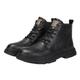 DMGYCK Men's Leather Lace Up Motorcycle Combat Boots Retro Round Toe Lug Sole Chukka Ankle Boots Casual Waterproof Oxford Dress Work Boot (Color : Black-Velvet, Size : 6.5 UK)