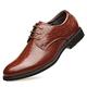 PGTTWOOD Walking Derby Shoes for Men Solid Color Split Pattern Breathable Low-Top Lace-Up Leather Shoes Flat Non Slip Fashion Business Office Formal Shoes Brown Outdoor (Color : Brown, Size : 7 UK)