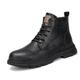 DMGYCK Men's Leather Lace Up Motorcycle Combat Boots Retro Round Toe Lug Sole Chukka Ankle Boots Casual Waterproof Oxford Dress Work Boot (Color : Black, Size : 6.5 UK)