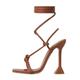 Womens Square Toe Sandals Open Toe Strappy Ankle Strap High Heel Sandals Sexy Kitten Heels Sandals Classic Dressy Comfort Sandals Work Party Shoes,Brown,3 UK