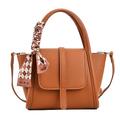 ZZYING Women's Medium Handbag Designer Satchel Top Handle Bags,PU Leather Shoulser Bags,Top Handle Satchel (Medium-brown)