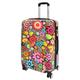 New 4 Wheel Luggage Floral Print PC Hard Shell Suitcases Travel Bags with Lock (Large | 76x50x30cm/ 4.20KG, 100L/15L)