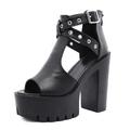 NEOFEN Platform Heels Chunky heels Sandals for Women Comfy Open Toe Block Heeled Sandals Heels Black Chunky Platform Heels for Women Summer Dress Shoes (Color : Black, Size : 7 UK)