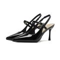 Alsoloveu Women's Slingback Heels Pointed Toe Stiletto Heels Patent Leather Heeled Pumps for Wedding Bride Dress Shoes UK Size 3.5, Black