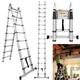 Ladder A Frame Telescopic Multi-purpose Ladder DIY Aluminium Portable Folding Extendable Extension Ladder, Folding Step Ladder with Stabilizer Bar for Outdoor Home, Max Load 330lbs (2.5+2.5 M)