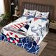 Homemissing Nautical Theme Coverlet Set King Size Kids Nautical Sailboat Bedding Set for Boys Girls Anchor Decor Quilted Bedspread Red Navy Blue Bed Cover