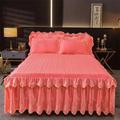 Valance sheet,bed base wrap,150-180 * 220CM Pink Jacquard Fitted Bed Skirts & Valances Mattress Cover Cotton Ruffle Pleated Bed Cover Double Bed Ruffle Skirt (Color : Red, Size : 180 * 220cm) (Color