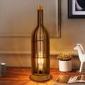 Table Lamp Wireless Battery Operated Wireless Lamps Timer, Wooden Wine Bottle Shape Table Lamp, Portable Emergency Lamp without Plug Accent Lamp for Table/Entrance/Stair/Bathroom (Wlanut)