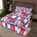 Homemissing Anchor Signal Tower Coverlet Set Single Size Flag Quilted Bedspread for Boys Girls Geometric Pattern Bedding Set Red Blue Bed Cover 2Pcs