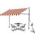 JCSRYD Patio Awning Retractable Manual Adjustable Awning, Non-Screw Outdoor Sun Shade, DIY Patio Clamp Awning Canopy Retractable Shade Shelter for Balcony (Color : Red and white A, Size : 3m/9.8ft)