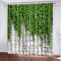 Curtains For Bedroom - Super Soft Thermal Insulated Black Out Curtains - Living Room Kitchen Decoration Eyelet Curtains - 3D Printed Plants On White Wall 86 Inch Drop - 2 Panels