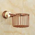 All-Copper Natural Jade Rose Gold Towel Rack Bar Rail, Robe Hook, Soap Dish Towel Ring, Bathroom Hardware Pendant Set bathroom (Color : Tissue Basket) Fashionable Warm life