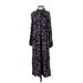 H&M Casual Dress - Maxi Tie Neck Long sleeves: Purple Dresses - Women's Size X-Small