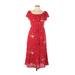 lost & wander Casual Dress: Red Floral Motif Dresses - Women's Size Large