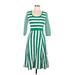 Boden Casual Dress - Midi: Green Stripes Dresses - Women's Size 6