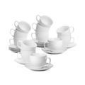 BTaT- White Tea Cups and Saucers, 8oz, Tea Cups Set of 12, Porcelain Tea Cups, White Cup & Saucer Sets, White Tea Cup Set of 12, Tea Cup Sets, Bulk Tea Cups and Saucers Set of 12, Tea Cups and Sets
