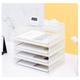 Mesh Stackable Letter Tray, 5 Tier Office Desk Tidy Organiser File Document Holder A4 Paper Sorter Filing Trays (White)