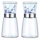 Refillable Pepper Mill Salt and Pepper Grinder Set，Blue and White Porcelain Salt and Pepper Mill with Glass Spice Body Salt Peppercorn Shakers (Color : 2pc, Size : 13.5 * 6.5cm)