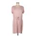 H&M Casual Dress - DropWaist: Pink Solid Dresses - Women's Size Large