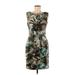 Connected Apparel Casual Dress - Sheath: Brown Floral Motif Dresses - Women's Size 6