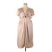 Baltic Born Casual Dress - Wrap Plunge Short sleeves: Tan Dresses - New - Women's Size 2X-Large
