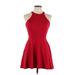 Windsor Cocktail Dress - Fit & Flare: Red Solid Dresses - Women's Size Large