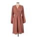 Draper James Casual Dress - Wrap: Brown Polka Dots Dresses - Women's Size Large