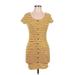 Heart & Hips Casual Dress - Mini: Yellow Stripes Dresses - Women's Size Large